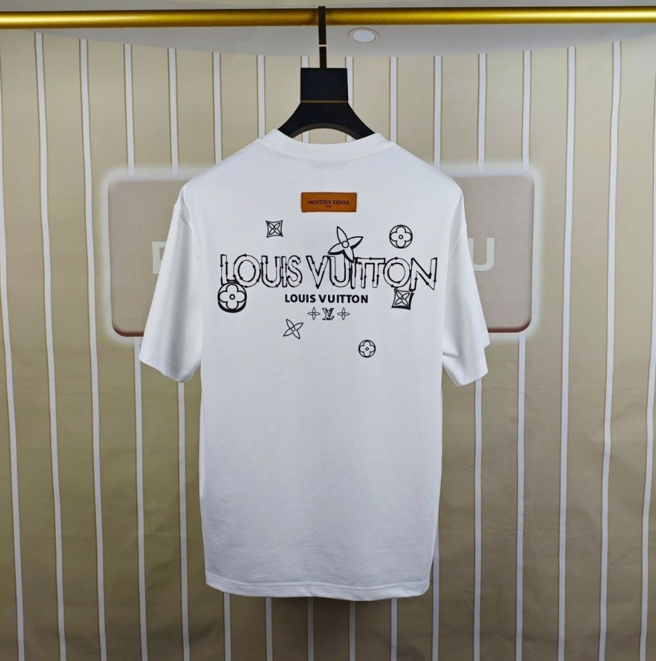 Double-sided embroidered cotton T-shirt