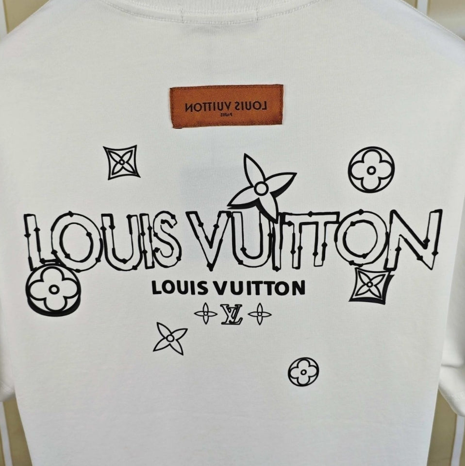 Double-sided embroidered cotton T-shirt