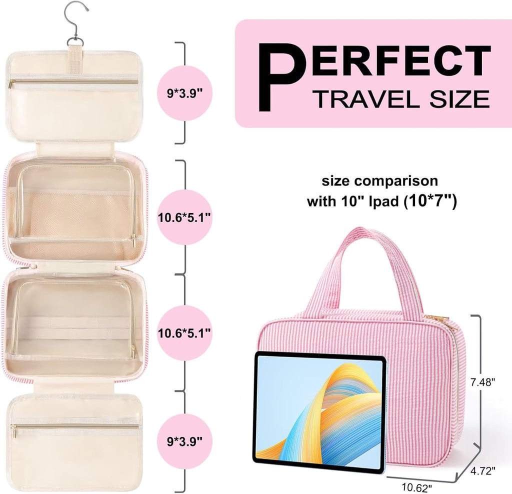TOPEAST Travel Hanging Toiletry Bag & Makeup Bag, Personalized Initial Toiletry Pouch, Birthday Gifts for Women Teen Girls, Cruise Essentials, Purple A