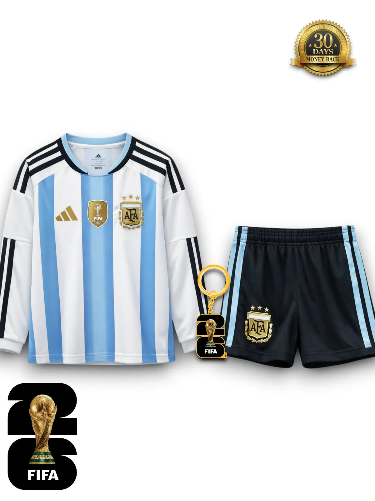 Kit Kids Argentina World Cup 2026 Jersey - Long Sleeve