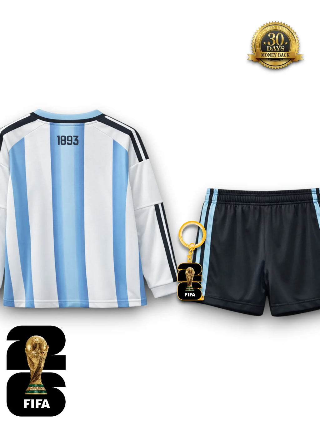 Kit Kids Argentina World Cup 2026 Jersey - Long Sleeve