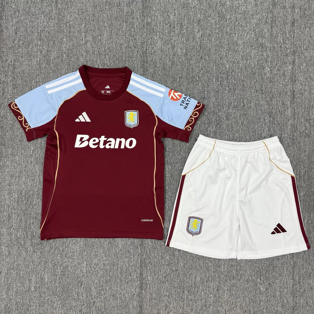 Kids Aston Villa Home Kit 2025/26