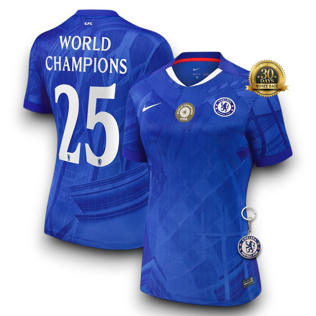 Chelsea Home 25/26 with World Champions 25 printing - Womens