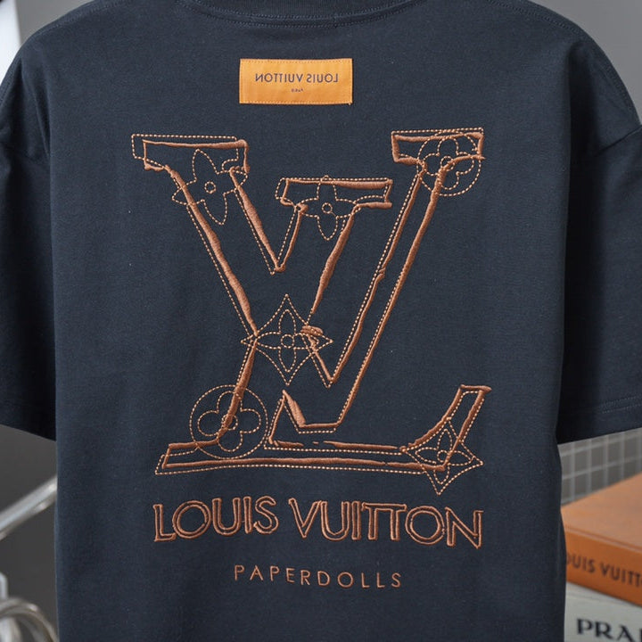 Double-sided embroidered cotton T-shirt