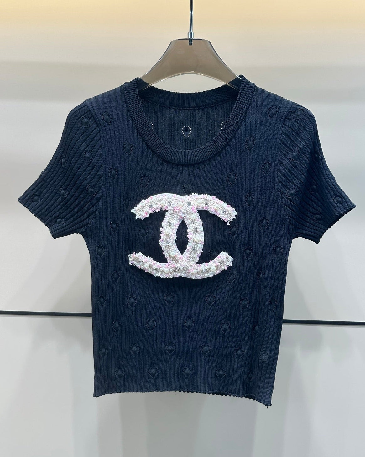 Embroidered knitted T-shirt