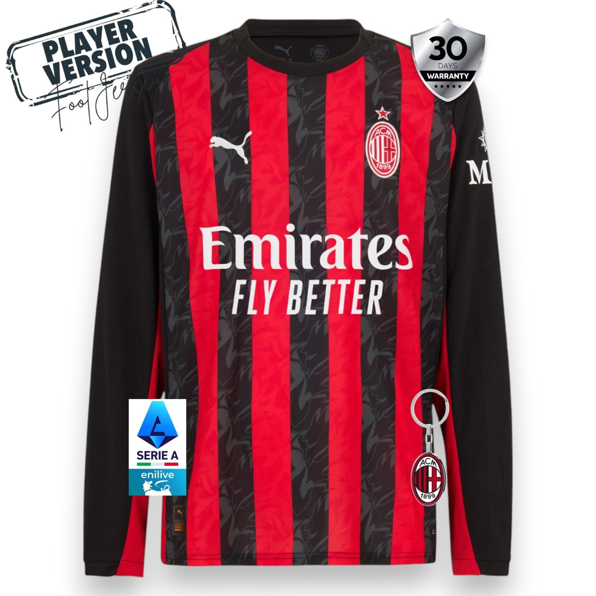 AC Milan Home Jersey 2025/26 Player Version - Long Sleeve