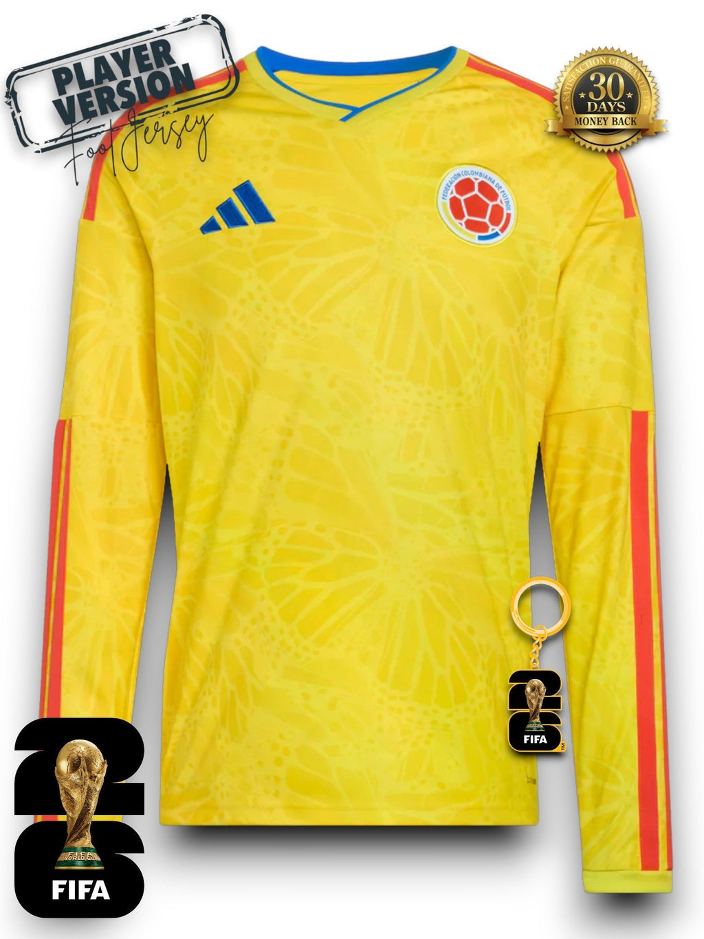 Colombia World Cup 2026 Jersey Player Version - Long Sleeve